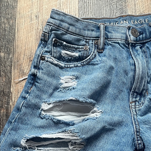 American Eagle Outfitters Blue Distressed Jean Shorts - Picture 5 of 11